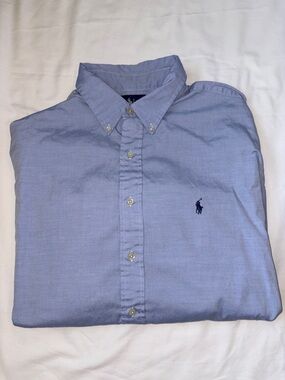 Ralph Lauren Yarmouth Dress Shirt Men’s 17.5 Light Blue Classic Fit Button Down